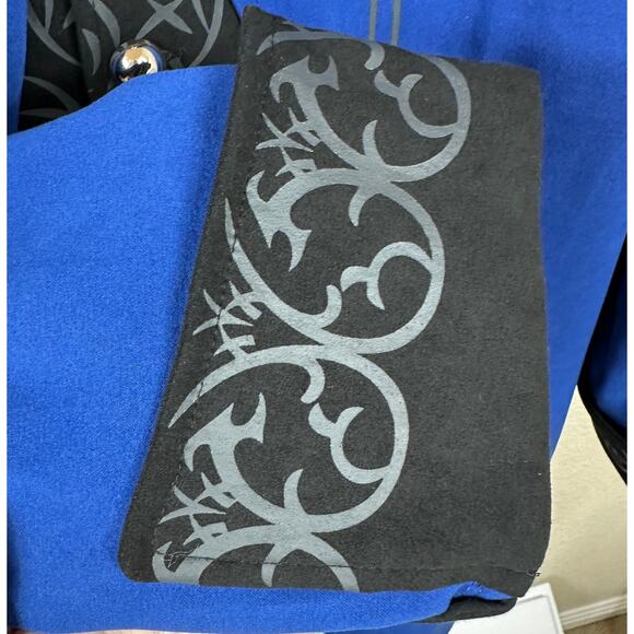 Steampunk Blue Embroidered Long Coat Gothic Victorian Jacket Men’s XL-XXL - Picture 6 of 8